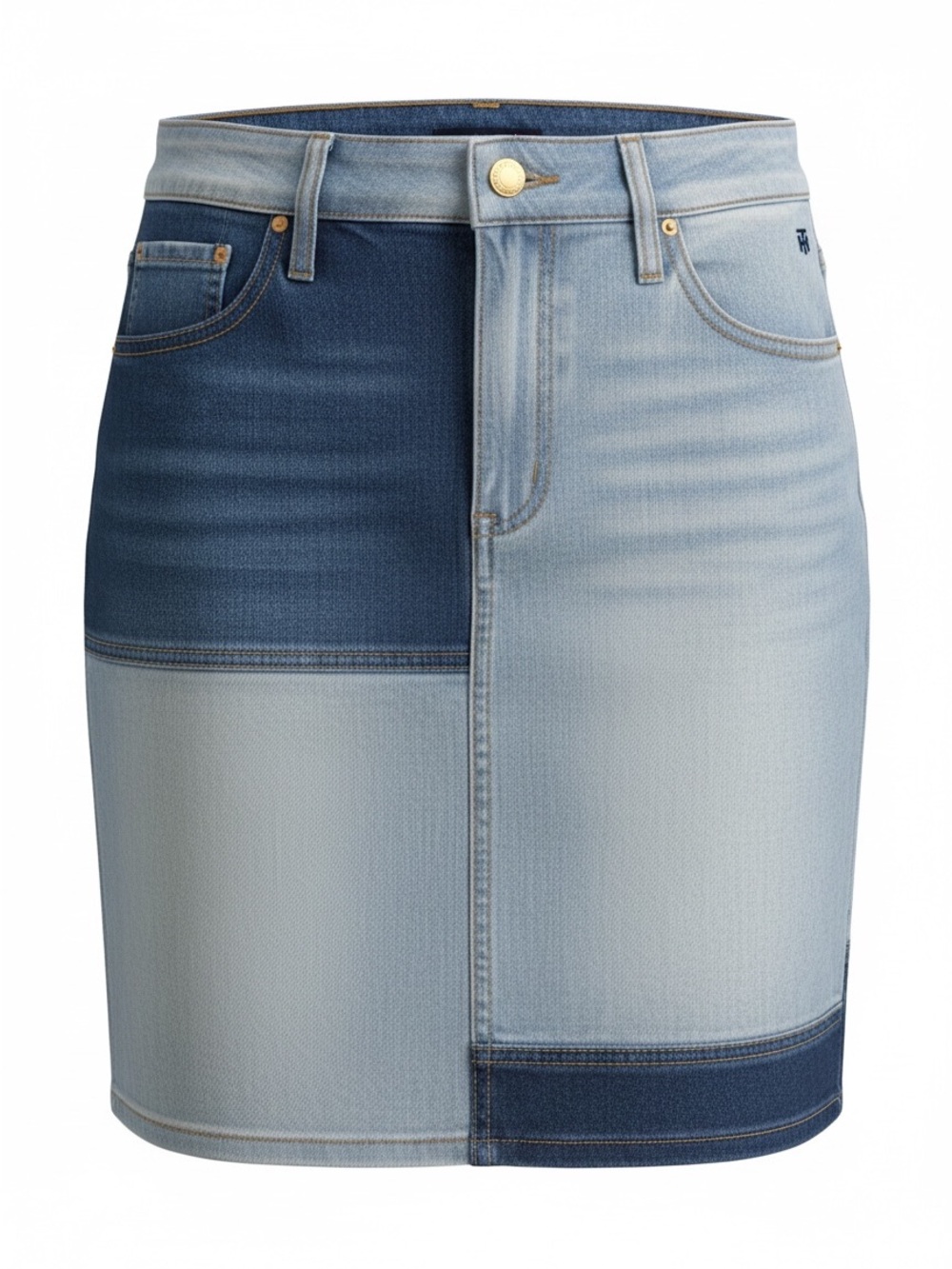 Tommy Hilfiger Two-Tone Blue Denim Skirt